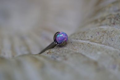 3mm Claw Prong Ball (Option: 18/16g threaded 3mm Light Purple Opal)