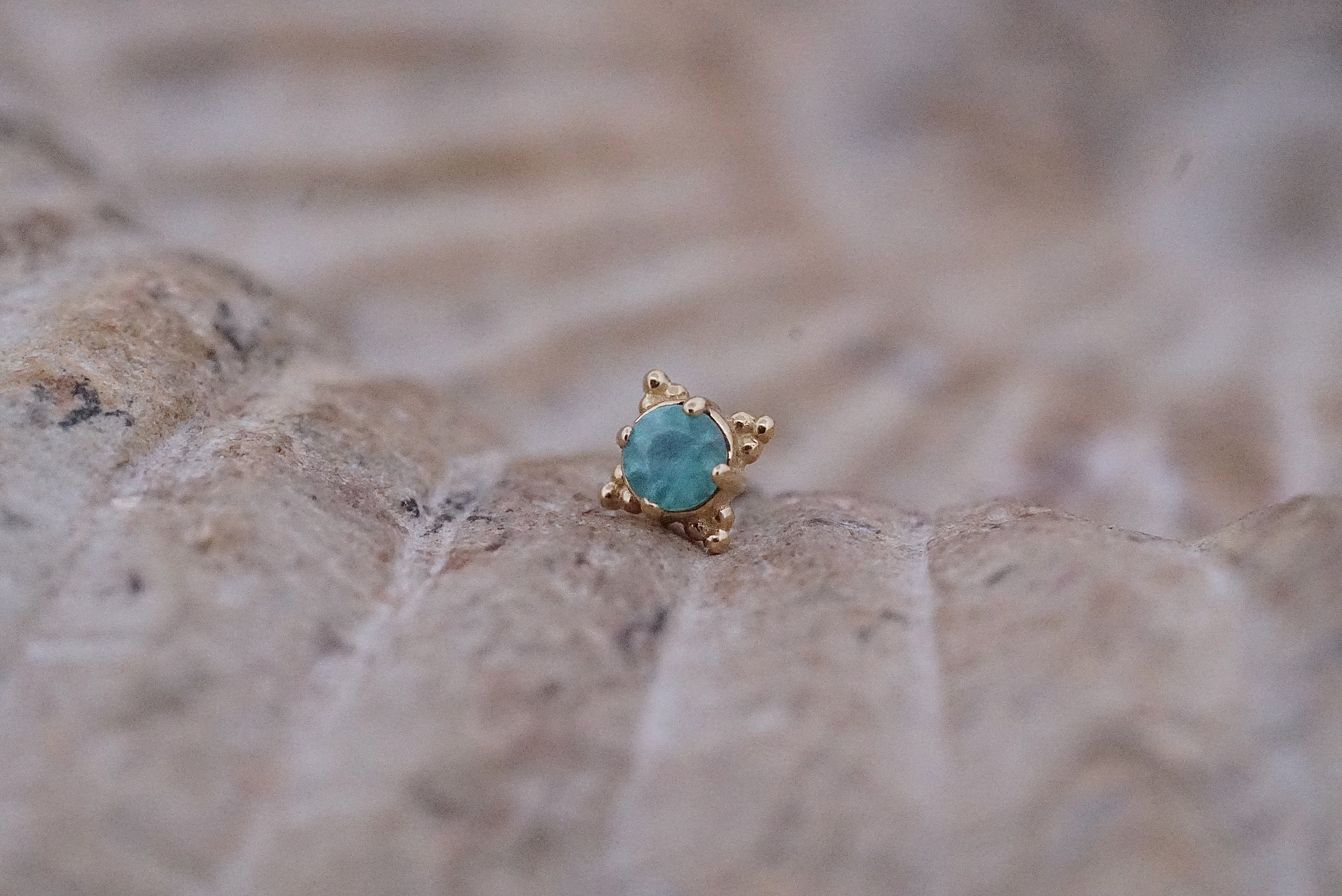 Faceted Gem Zia (Option: 2mm Yellow Gold sandblasted Mint Green CZ)