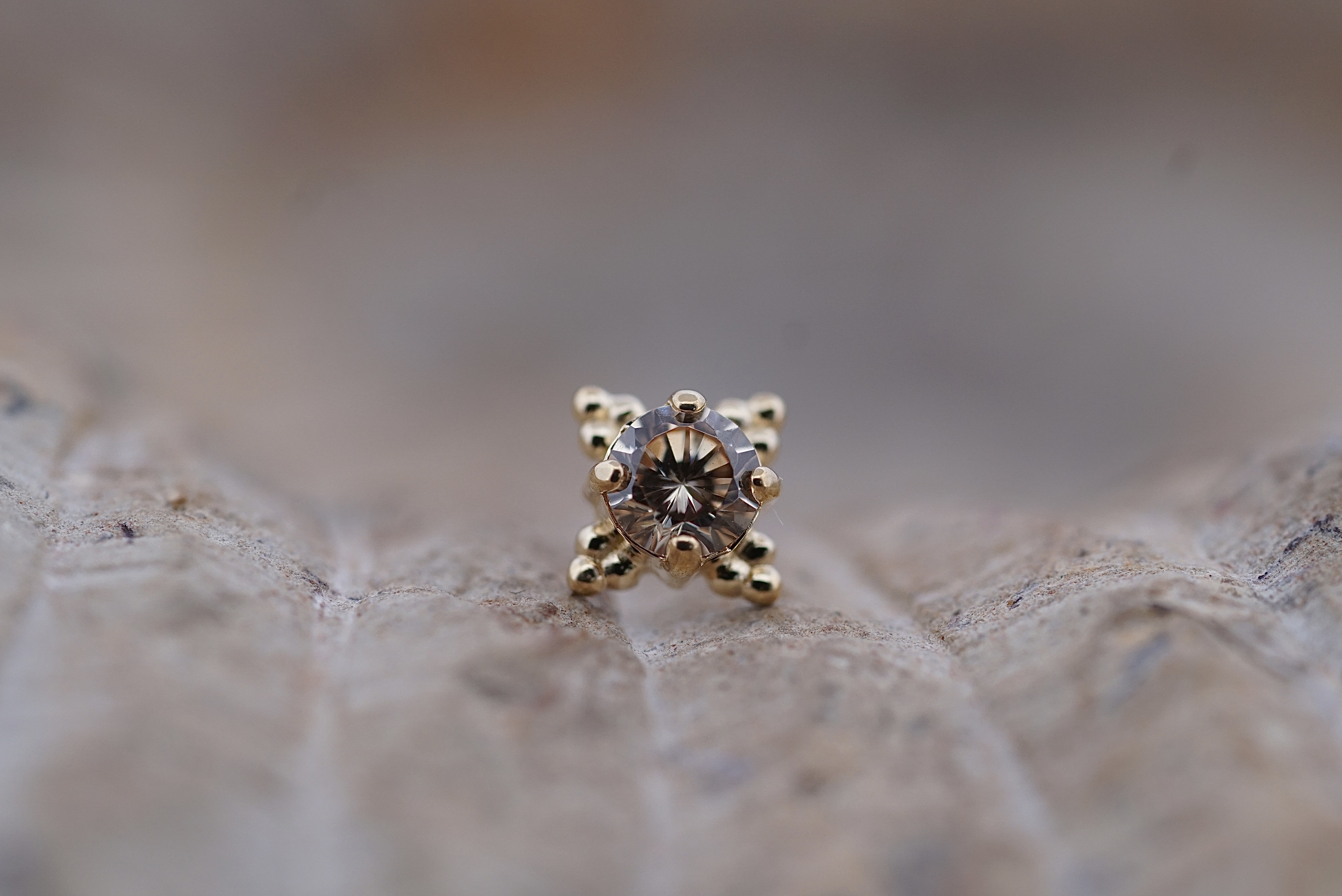 Faceted Gem Zia (Option: Yellow Gold 3mm Champagne CZ)