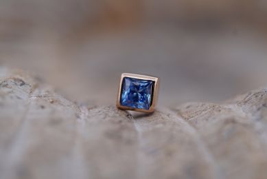 Square Bezel (Option: Rose Gold 3mm Princess cut Arctic Blue CZ)
