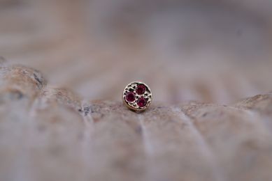 Pave Circle (Option: 3mm Yellow Gold triple 1mm Ruby)