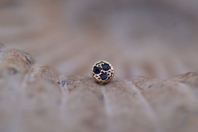 Pave Circle (Option: 3mm Yellow Gold triple 1mm Blue Sapphire)