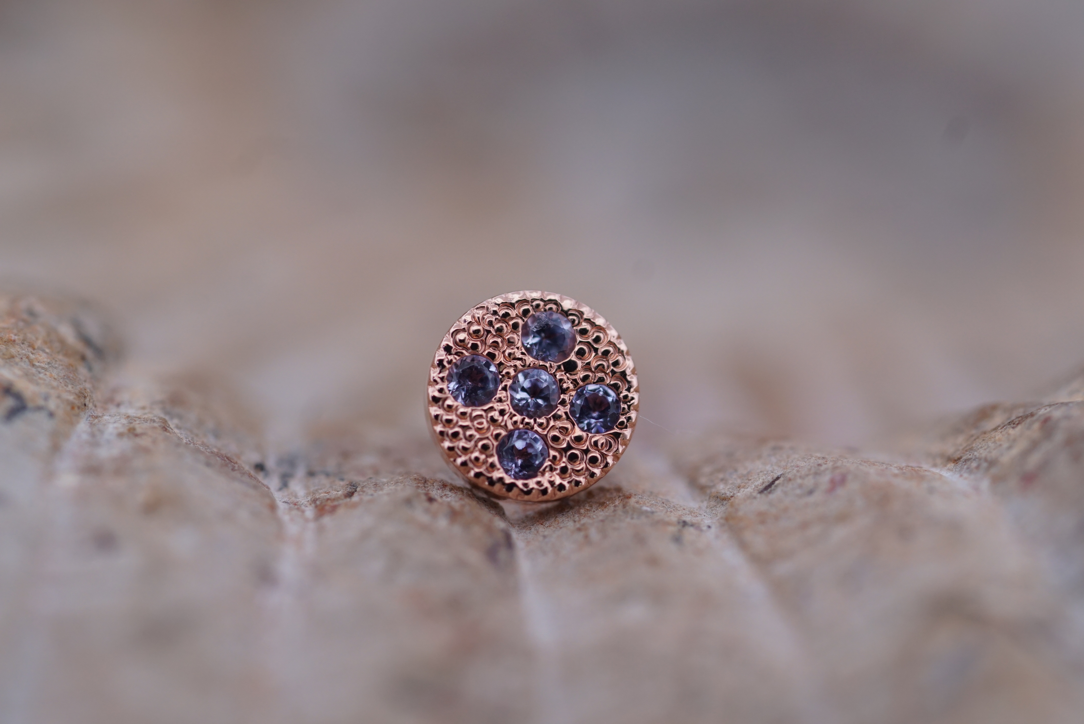 Pave Circle (Option: 5mm Rose Gold (5) 1.25mm Tanzanite)