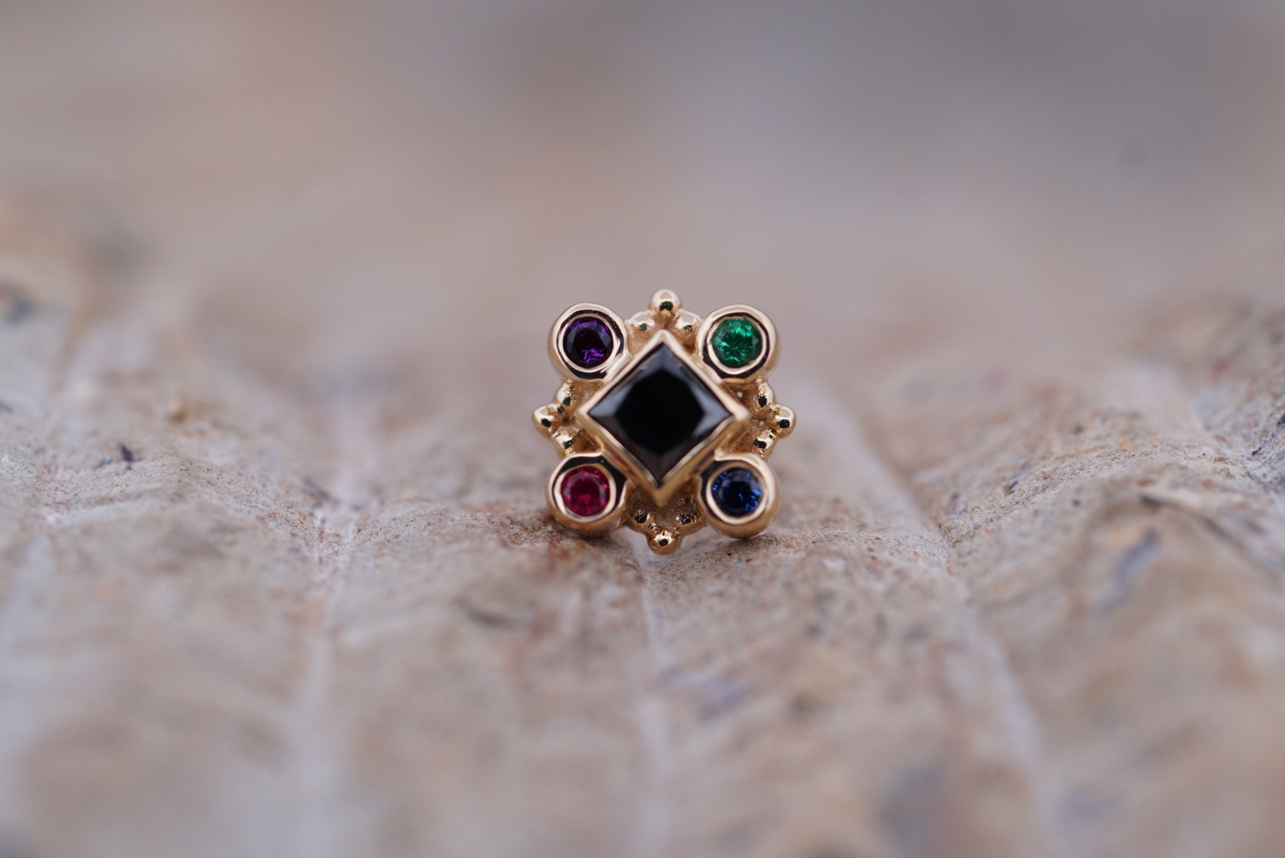 Aspen (Option: Yellow Gold Black Diamond with Ruby, Sapphire, Emerald, and Amethyst)