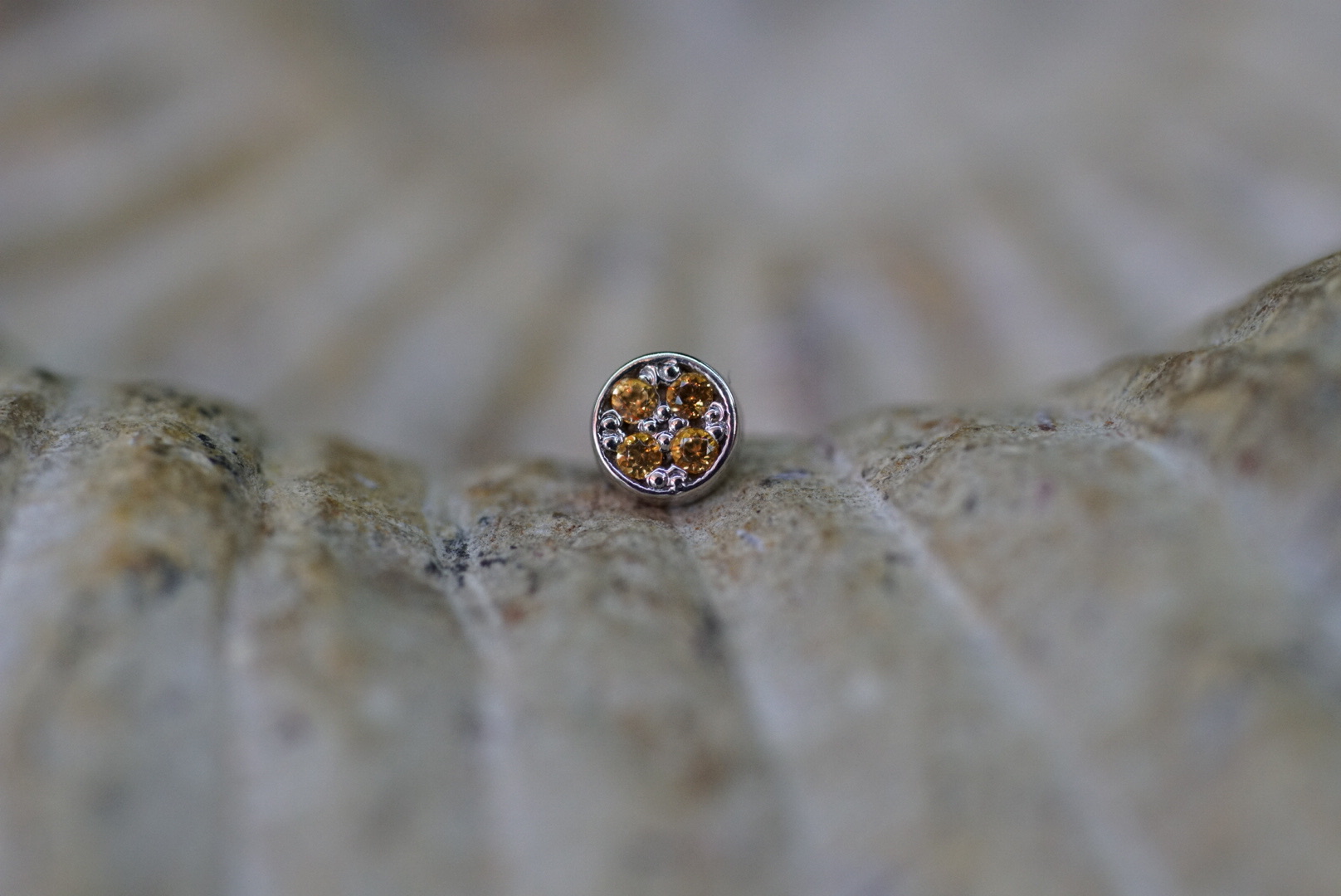 Pave Circle (Option: 3mm micro pave with four 1mm Honey Topaz)