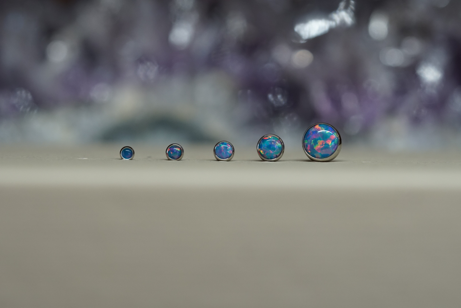 Teal Opal Ti Bezel Set Cabochons (Option: 2mm threadless (18g and 16g only))