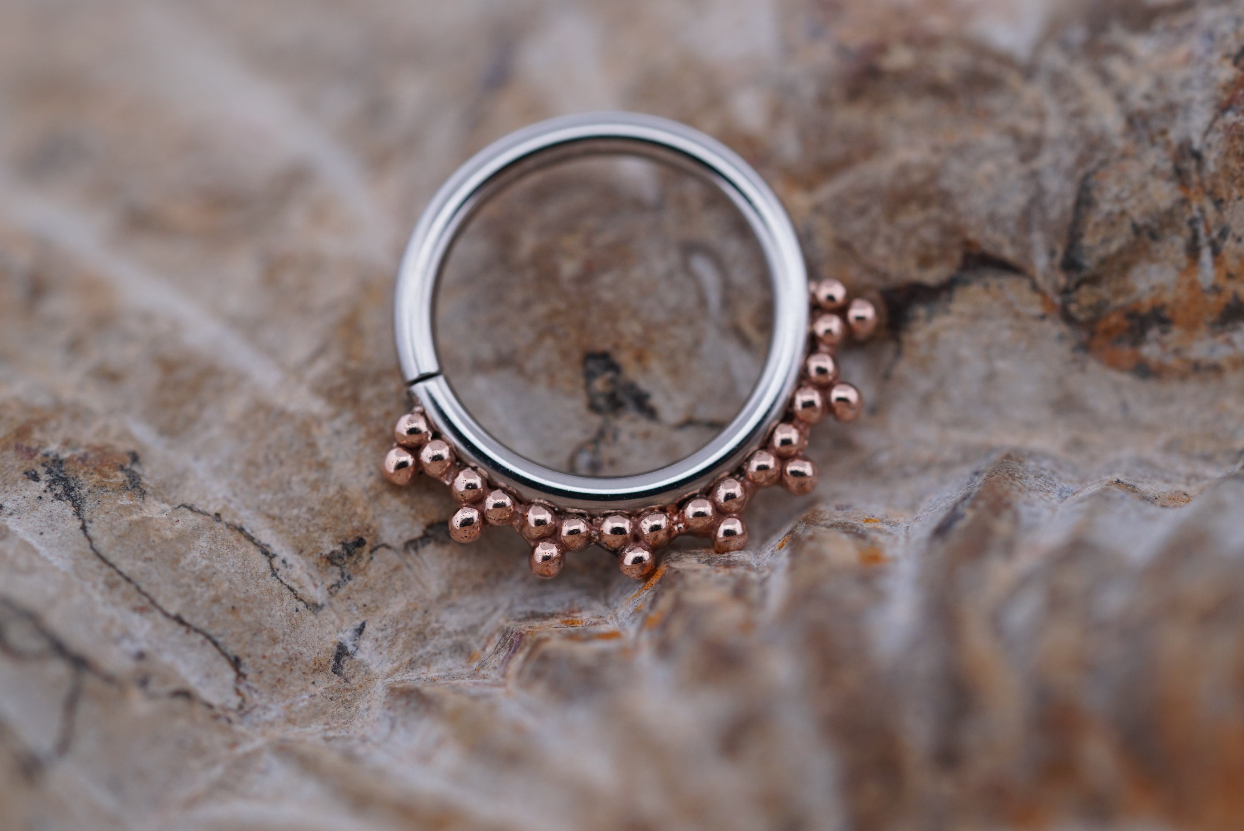 Mixed Metal Talia Seam Ring (Option: Steel and Rose Gold 3/8”)