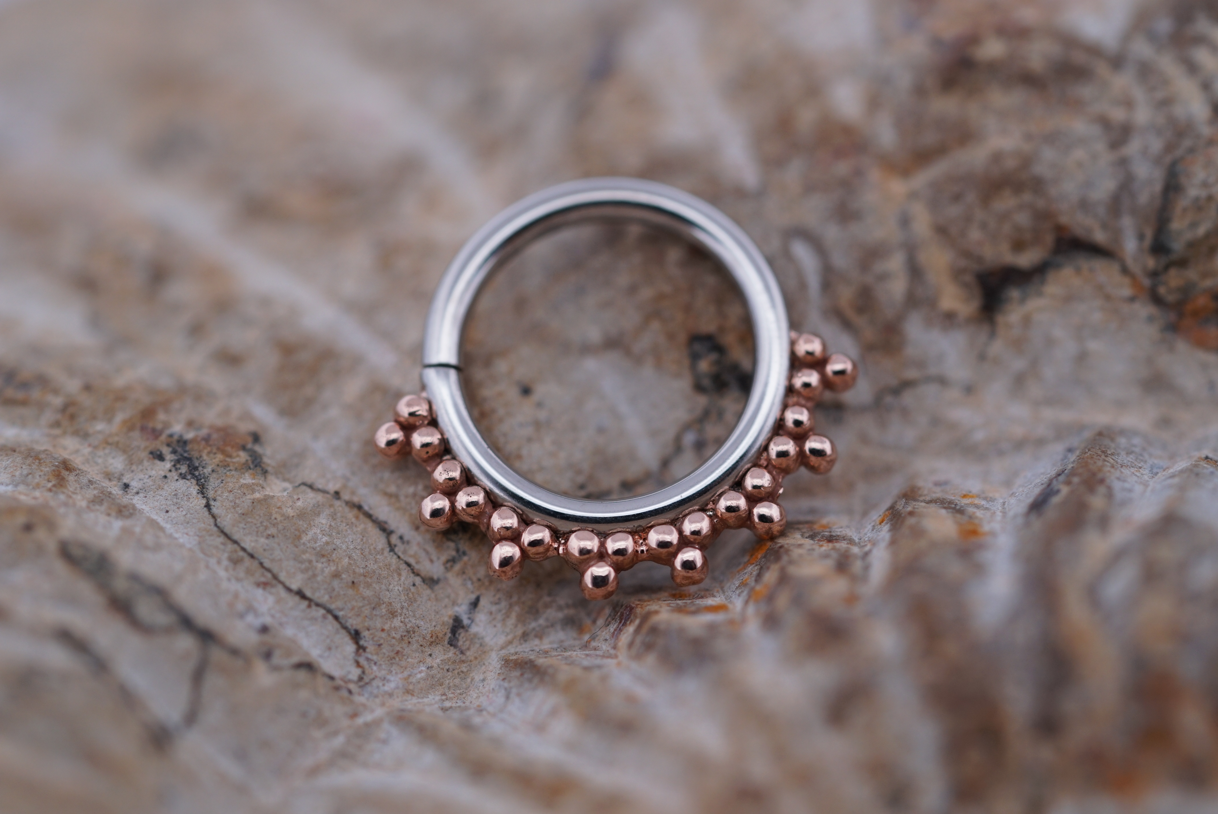 Mixed Metal Talia Seam Ring (Option: Steel and Rose Gold 11/32”)