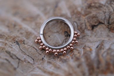 Mixed Metal Talia Seam Ring (Option: Steel and Rose Gold 11/32'')