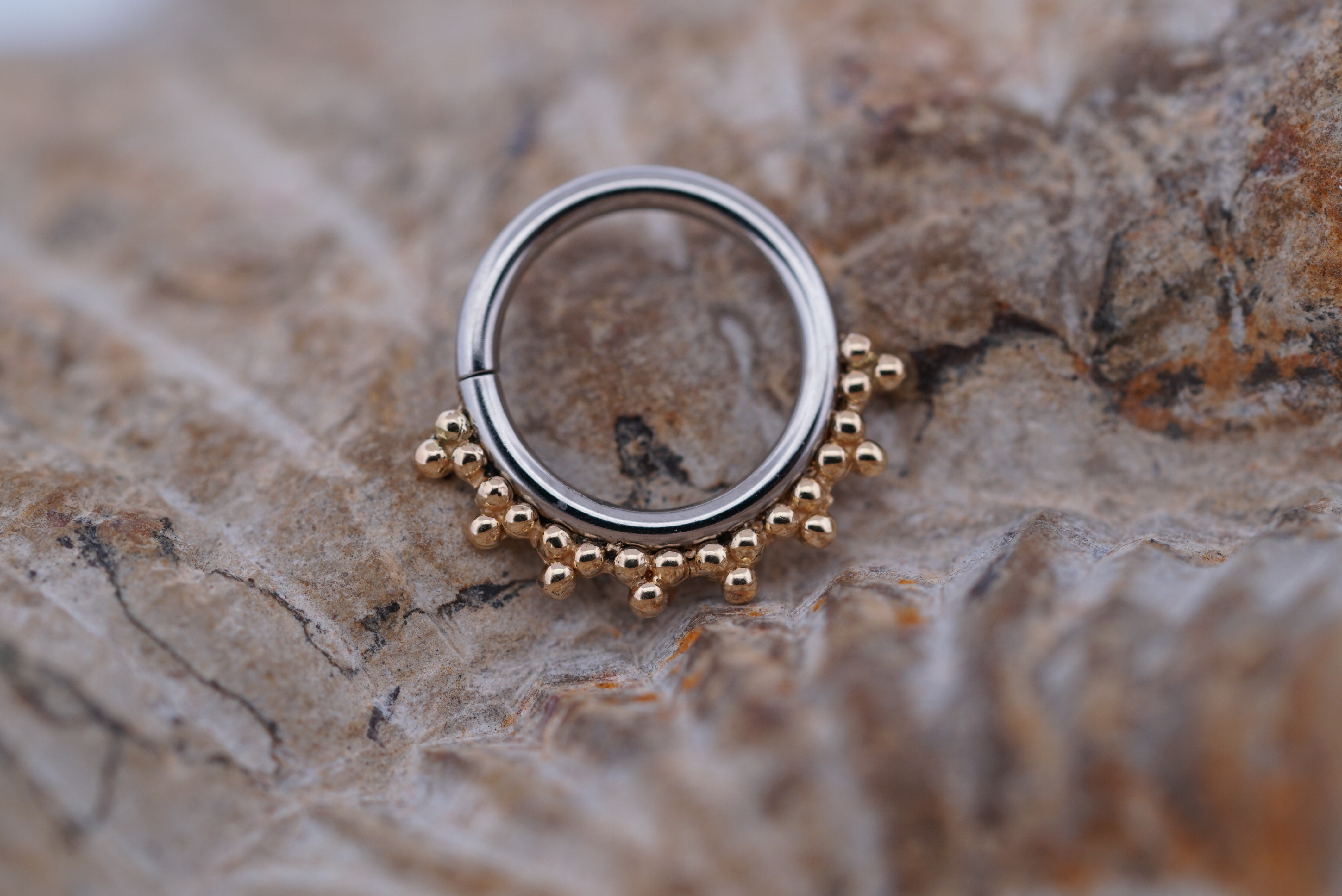 Mixed Metal Talia Seam Ring (Option: Steel and Yellow Gold 11/32”)