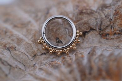 Mixed Metal Talia Seam Ring (Option: Steel and Yellow Gold 11/32'')