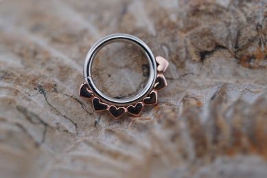 Jiya Ring (Option: Implant Grade Steel and Rose Gold 11/32'')