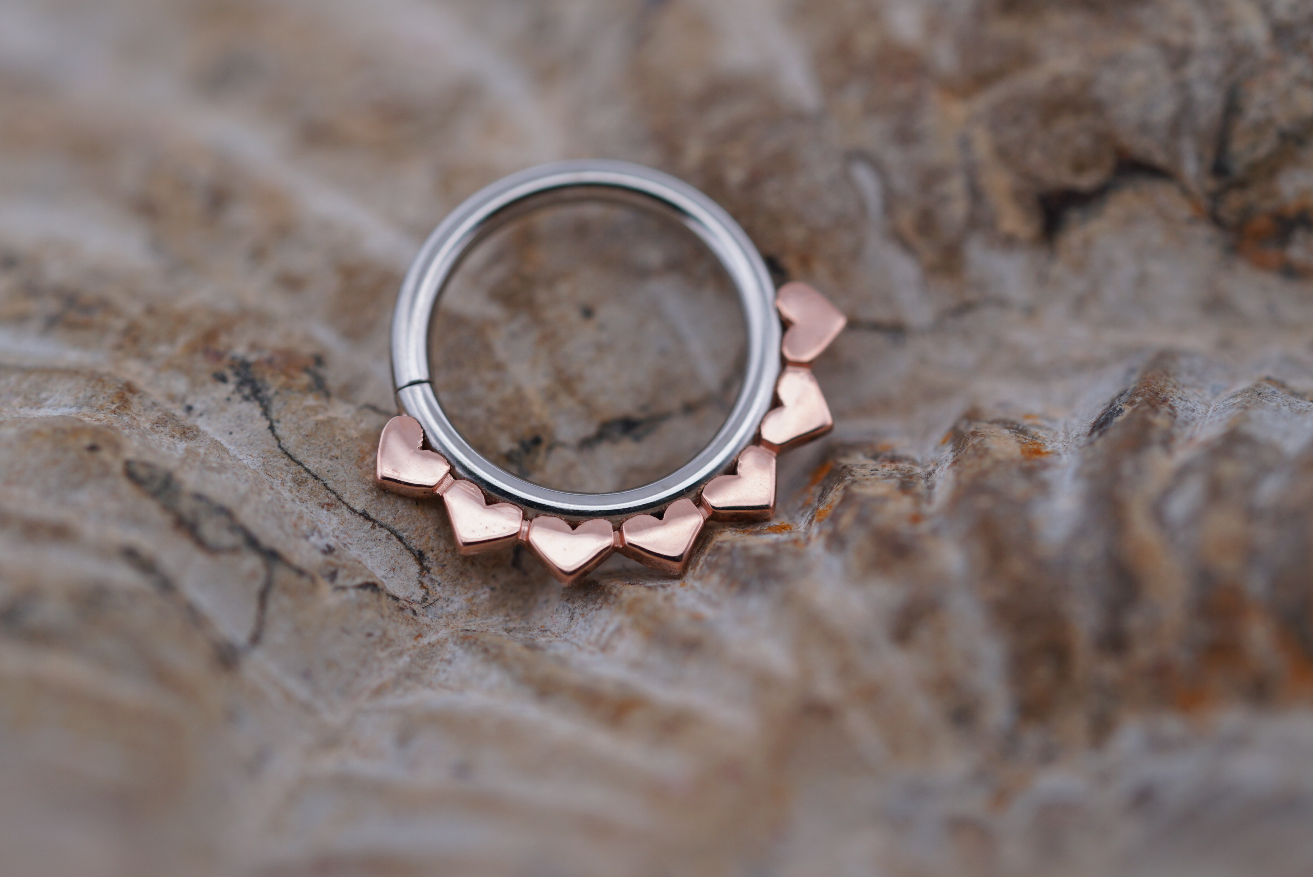 Jiya Ring (Option: Implant Grade Steel and Rose Gold 3/8”)
