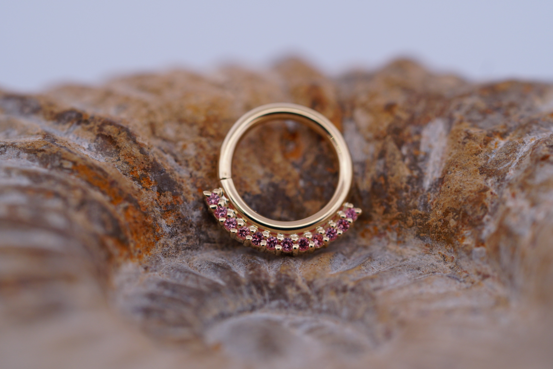 Dahlia Ring (Option: 16g 5/16” Yellow Gold Champagne Sapphire)