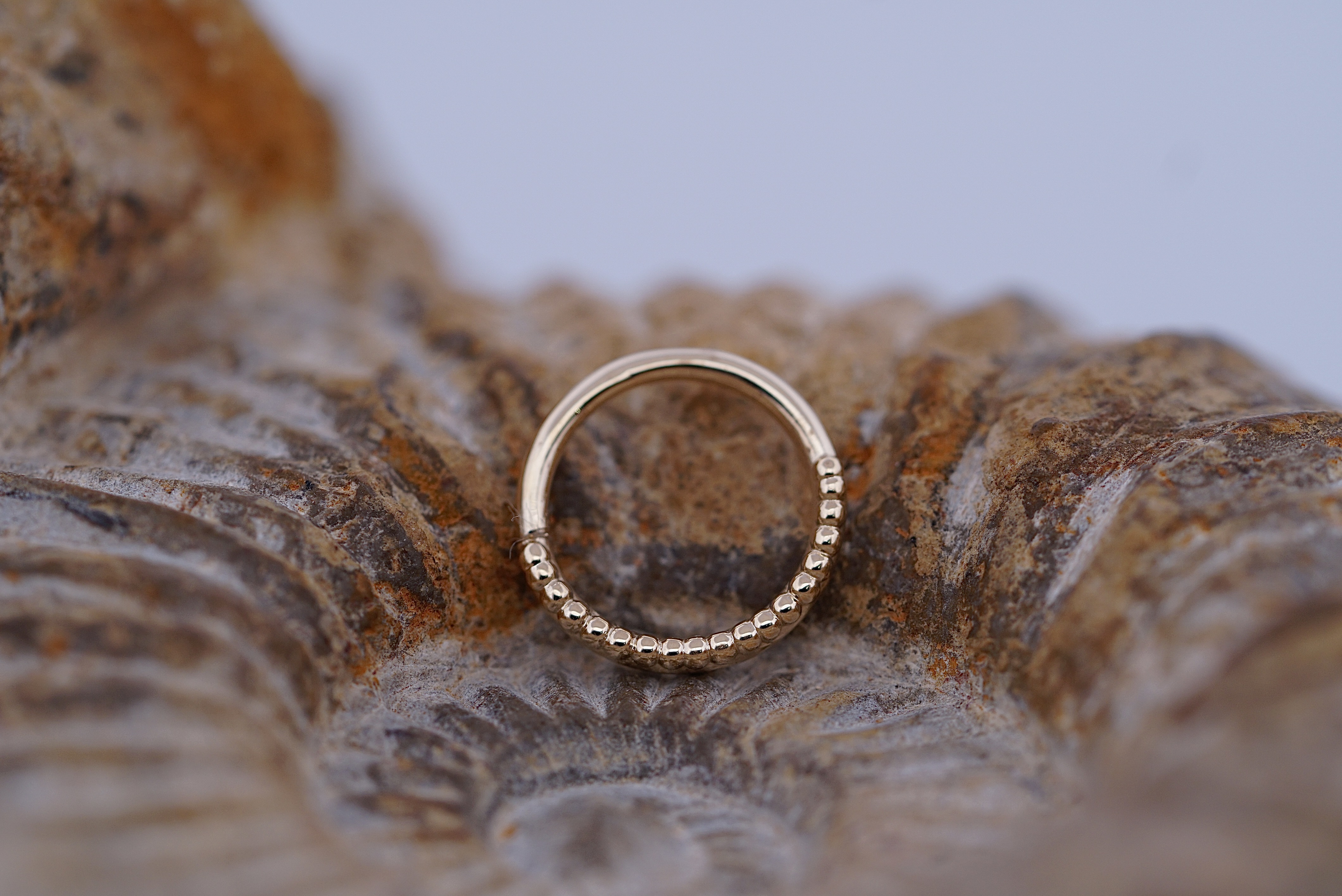 AuAdore Beaded Ring (Option: 16g 3/8 Yellow Gold)