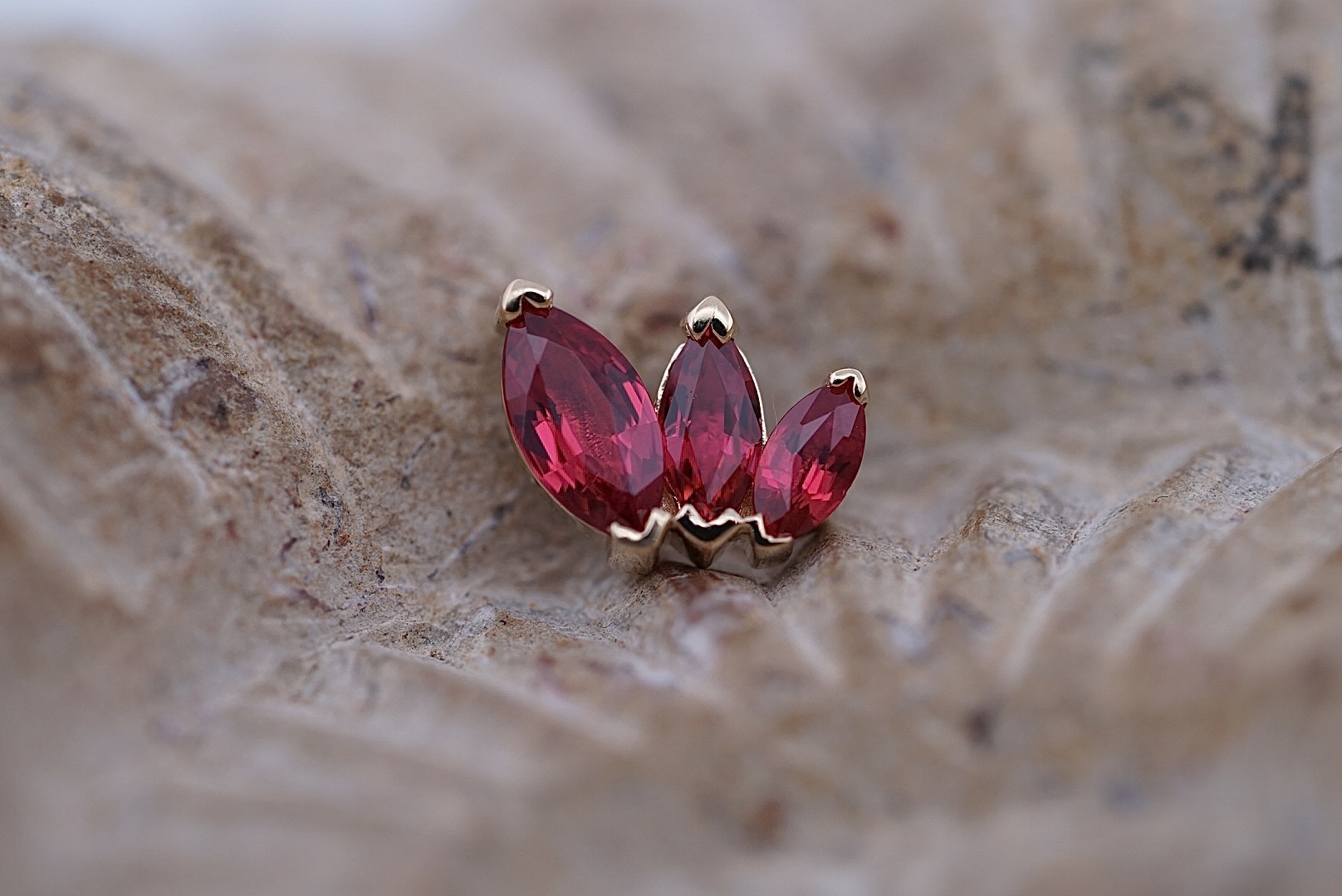 French Kiss (Option: Yellow Gold genuine Ruby graduating to the left 16g/18g threaded)