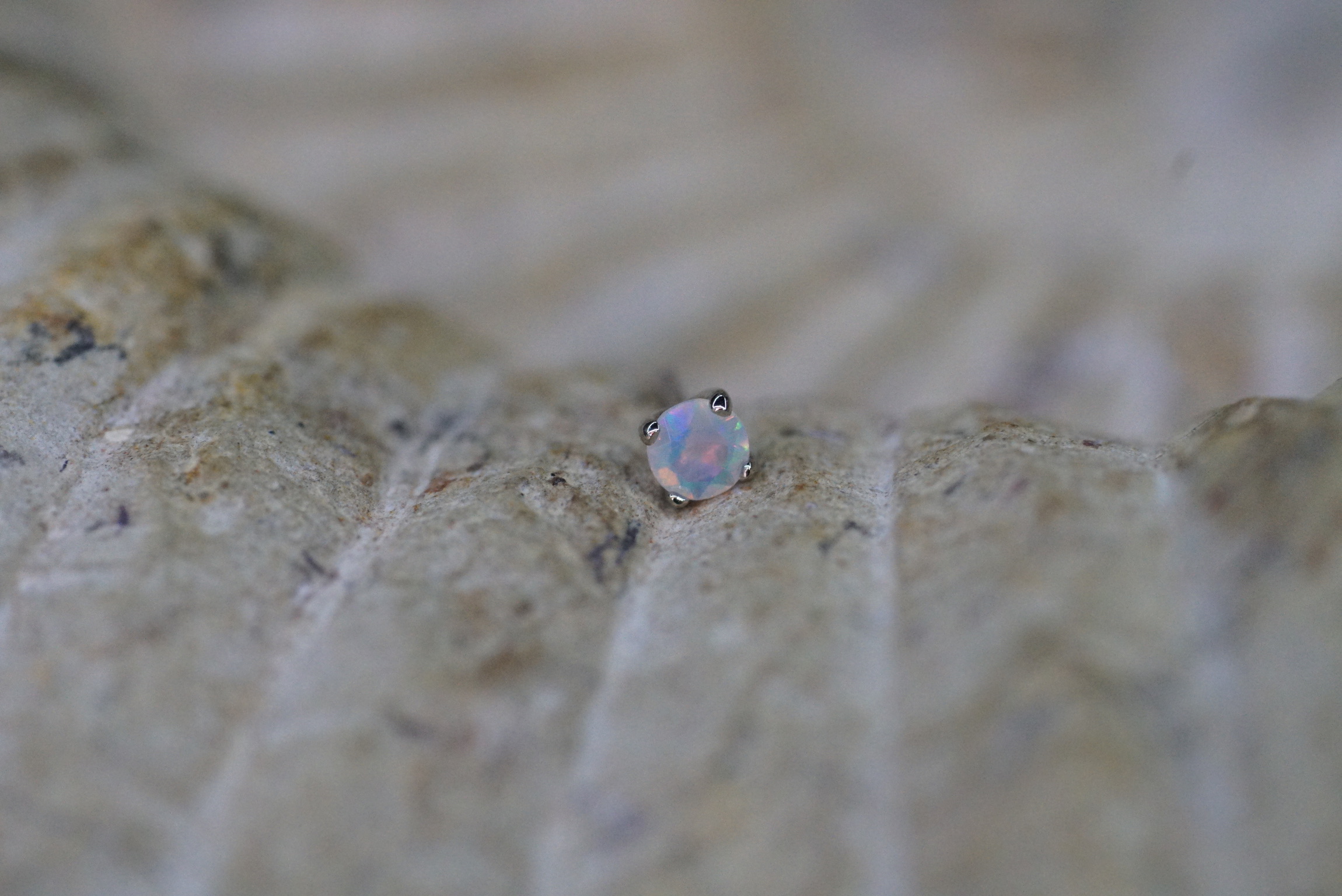Tiffany Prong (Option: White Gold 2mm faceted synthetic Opal)