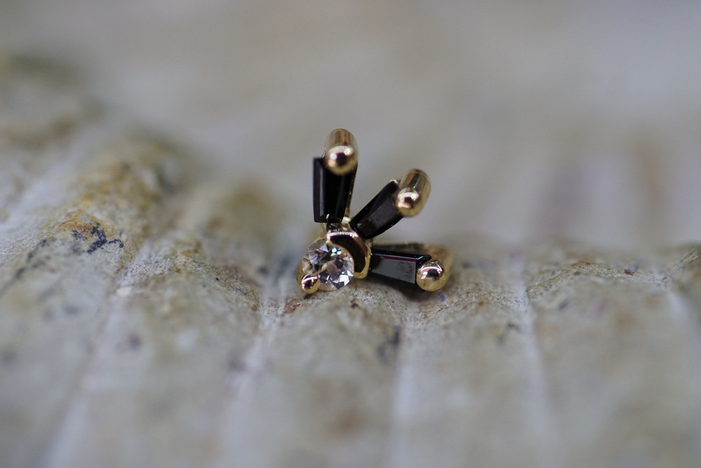 Synergy (Option: Yellow Gold Black Spinel and White Sapphire)