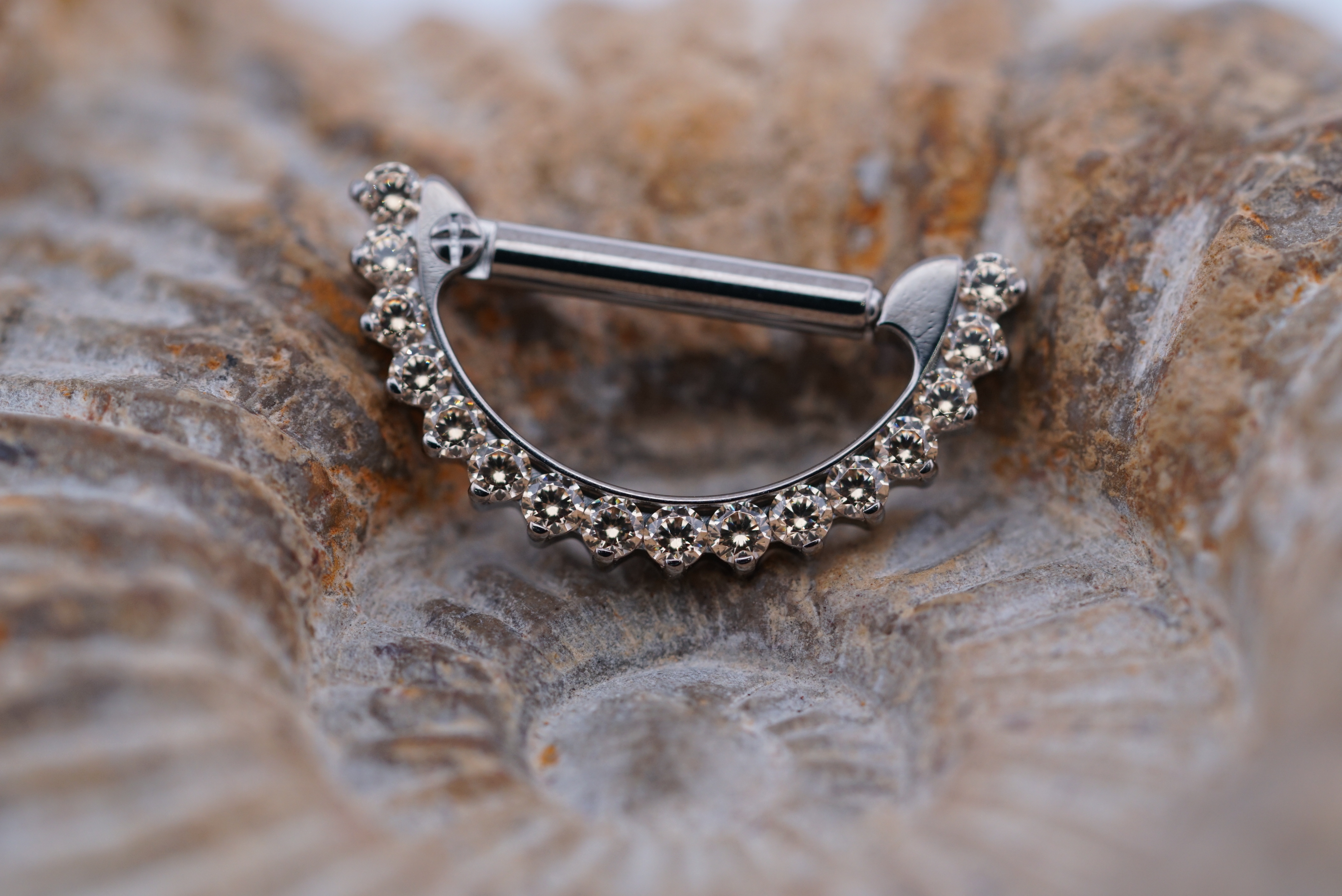 IS Nipple Clicker (Option: 12g 1/2” by 1/4” Faceted Champagne CZ)