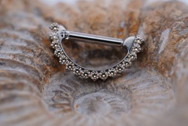 IS Nipple Clicker (Option: 12g 1/2'' by 1/4'' Faceted Champagne CZ)